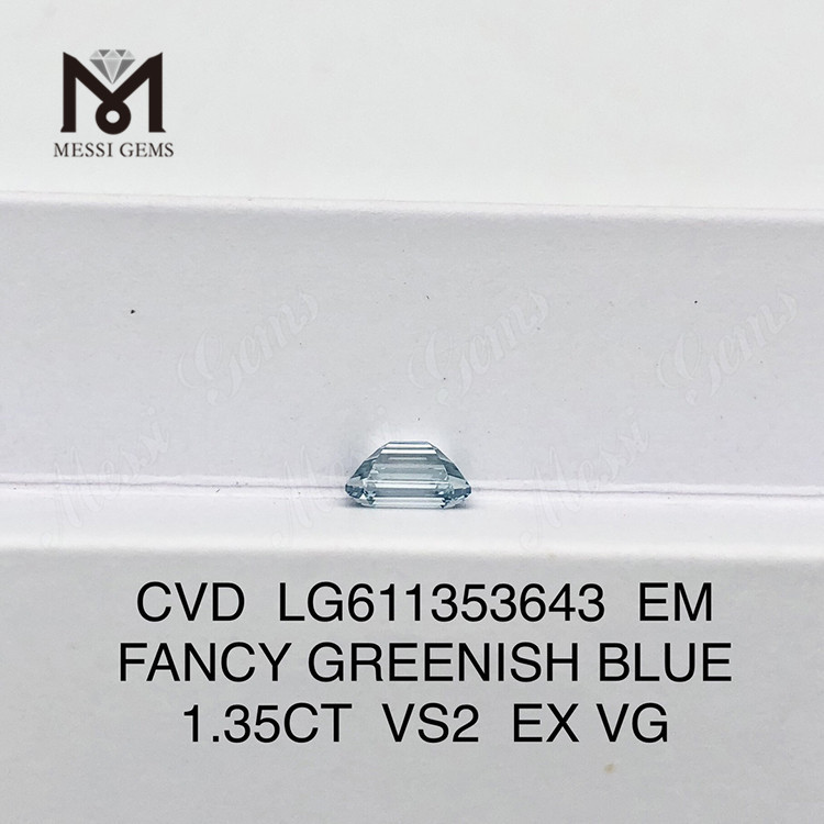 1.35CT EM VS2 ファンシー グリーンニッシュ ブルー igi 認定 合成ダイヤモンドs丨Messigems LG611353643 