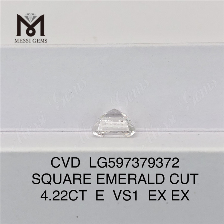 4.22CT E VS1 EX EX スクエア エメラルド カット 卸売用ラボ作成ダイヤモンド CVD LG597379372 丨Messigems