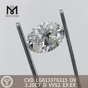 3.20CT D VVS2 CVD 3ct オーバル ラボ クリエイト ダイヤモンド LG613376315 丨Messigems