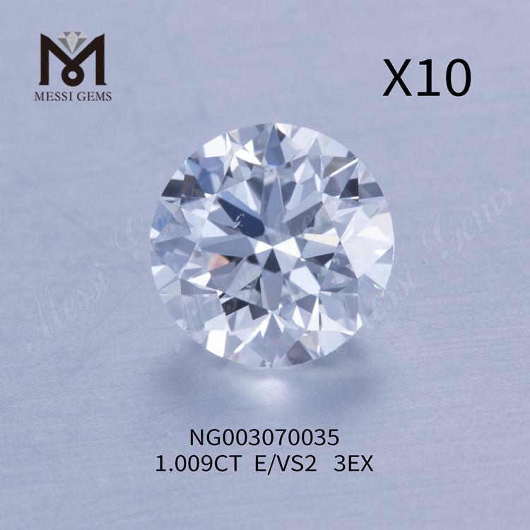 卸売ルース ラボ グロウン ダイヤモンド 1.009ct ラウンド E VS2 EX カット