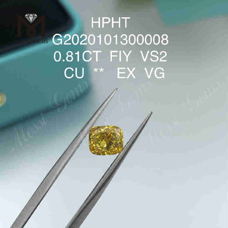 0.81ct FiY 合成ダイヤモンドs カラー クッションカット VS2