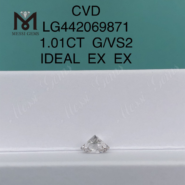 1.01 カラット G VS2 ラウンド BRILLIANT IDEAL 研究所で作成されたダイヤモンド
