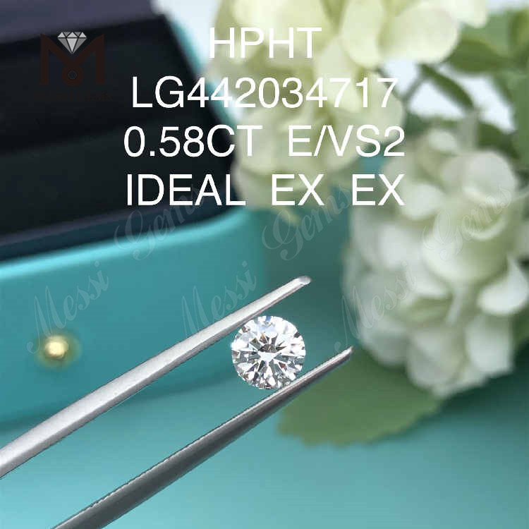 0.58CT E/VS2 ラウンド 合成ダイヤモンド IDEAL EX EX