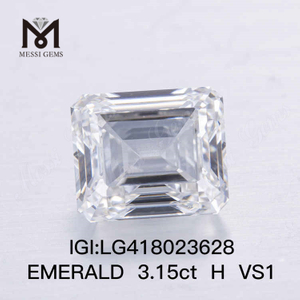 3.15CT H/VS1 エメラルド カット ラボ ダイヤモンド EX VG