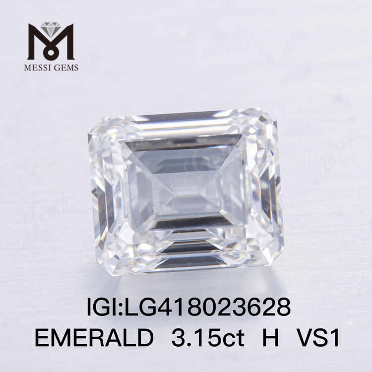 3.15CT H/VS1エメラルドカットラボダイヤモンドEXVG