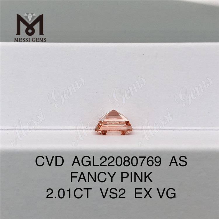 2.01CT アッシャー カット ファンシー ピンク VS2 EX VG CVD ラボ ダイヤモンド AGL22080769