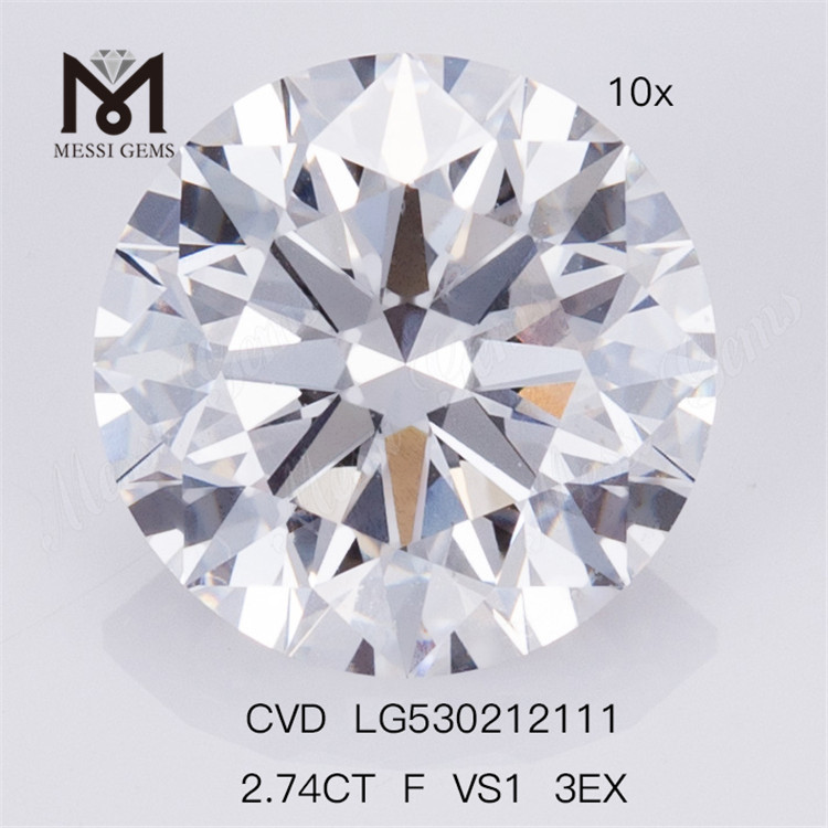 2.74CT F VS1 3EX ラウンド形状合成ラボ グロウン ダイヤモンド工場出荷時の価格 