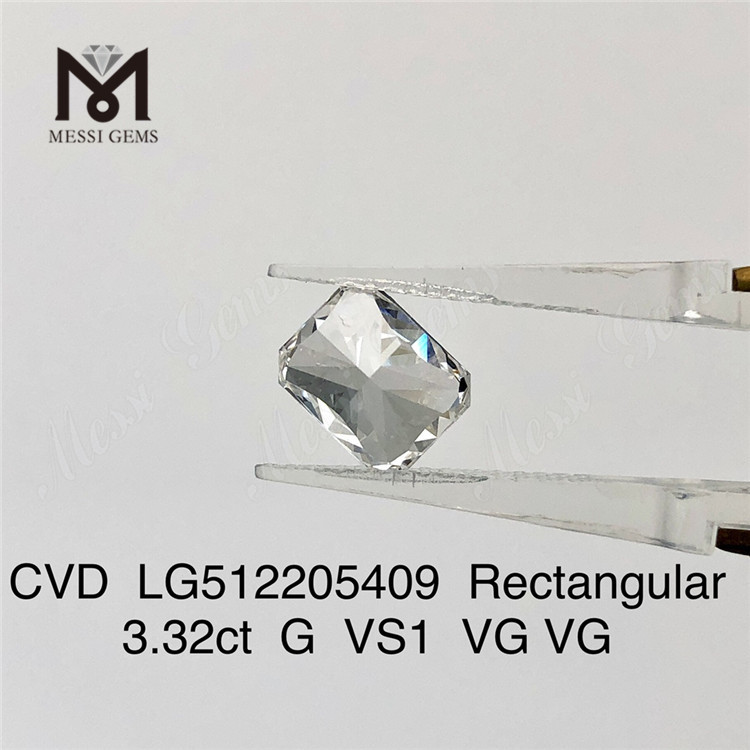 3.32CT G VS cvd ラボ グロウン ダイヤモンド 長方形 IGI 証明書ラボ ダイヤモンド