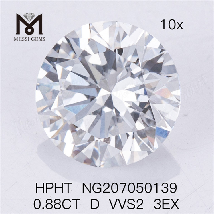  0.88CT D VVS2 3EX ラボ ダイヤモンド HPHT 人工ダイヤモンド