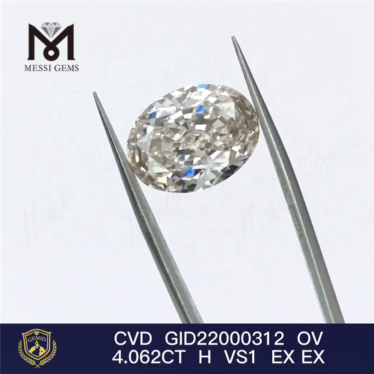 4.062ct CVD ラボ ダイヤモンド オーバル シェイプ EX ラボ グロウン ダイヤモンド 販売用