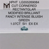 1.07 カラット レクタングラール ファンシー インテンス ブルーイッシュ グリーン SI1 EX EX HPHT 合成ダイヤモンド LG555269084 