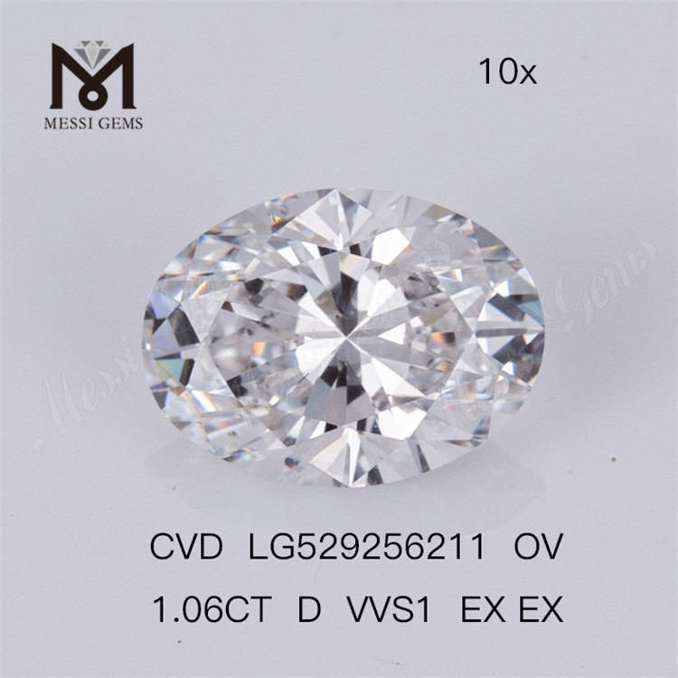 1.06ct D VVS1 EX EX オーバル 合成ダイヤモンド CVD