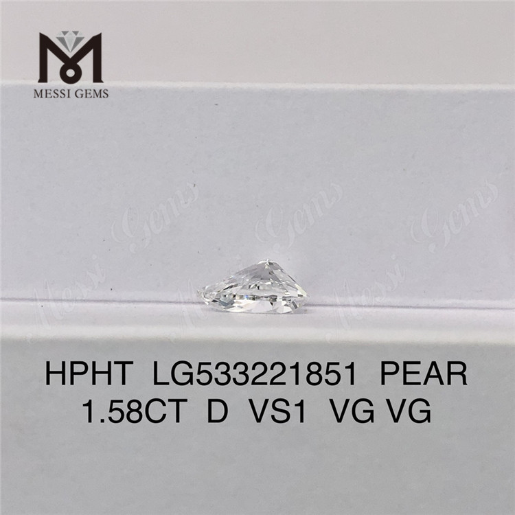 1.58ct D VS1 最高のルース ラボ ダイヤモンド PEAR ブリリアント ルース ラボ ダイヤモンド 卸売 CVD