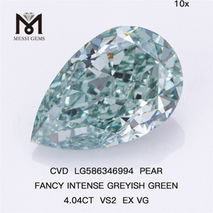 4ct ファンシー グリーン ラボ グロウン ダイヤモンド PEAR FANCY INTENSE GREYISH GREEN VS2 EX VG CVD LG586346994