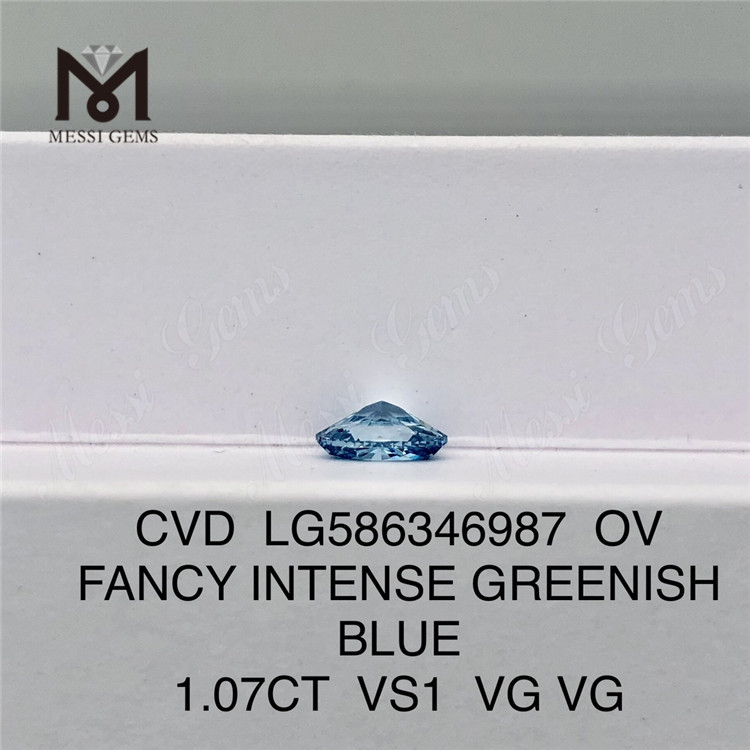 1.07CT VS1 VG VG OV ファンシー インテンス グリーンニッシュ ブルー オーバル ダイヤモンド CVD LG586346987