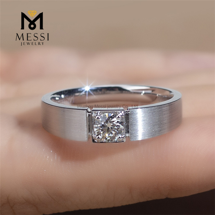 18K ホワイト ゴールド 6.0g 19# ラボ ダイヤモンド結婚指輪 彼のための愛とコミットメントの象徴