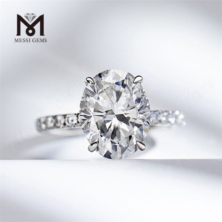 高級 4 カラット 合成ダイヤモンド オーバル カットの婚約指輪