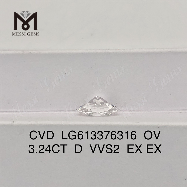 3.24CT OV D VVS2 CVD ラボメイド ダイヤモンド卸売価格 LG613376316丨Messigems