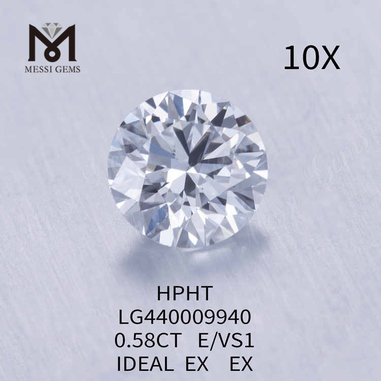 0.58CT ホワイト E/VS1 ラウンド最高のラボメイド ダイヤモンド IDEAL