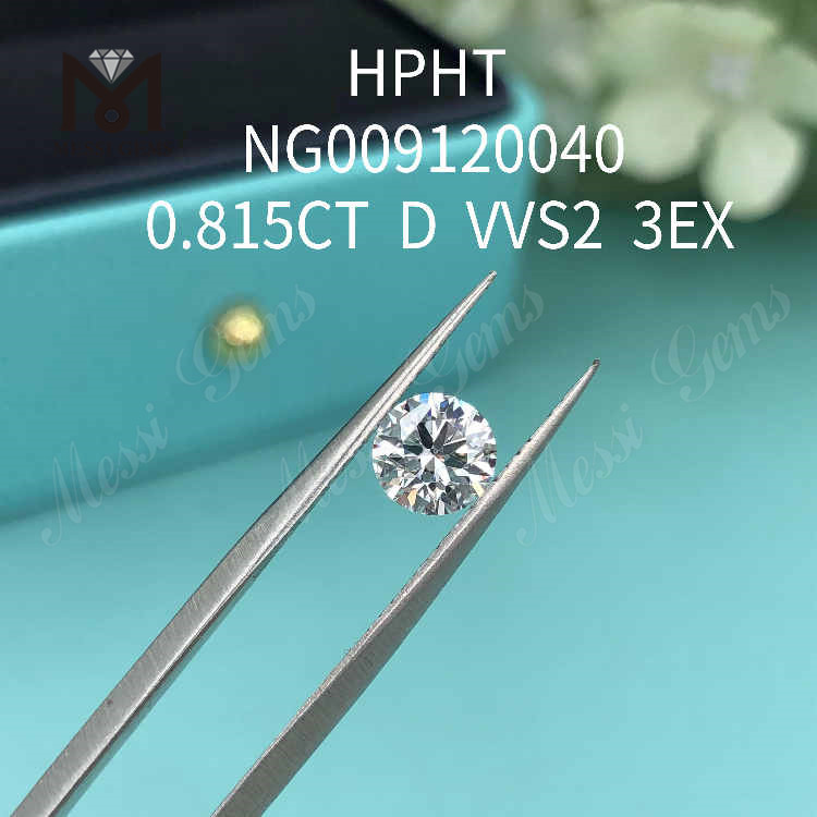 0.815CT D ホワイト ラウンド ラボ クリエイト ダイヤモンド VVS2 3EX