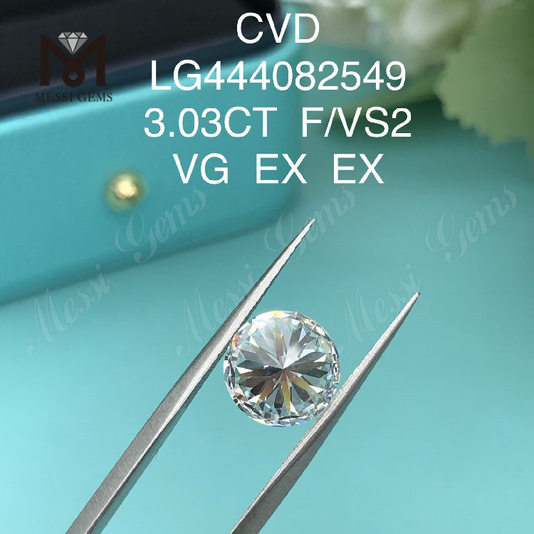 3.03 カラット F VS2 ラウンド ラボ ダイヤモンド VG カット グレード
