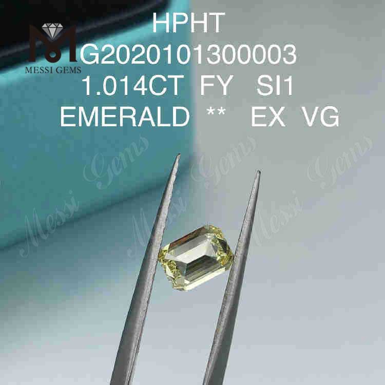 1.014ct FVY エメラルド カット ルース 合成ダイヤモンド SI1