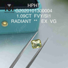 1.09ct FVY/SI1 ラディアントカット カラード 合成ダイヤモンドs EX