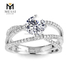 女性の最新デザインのためのツイストK14ゴールドソリッドラボ成長ダイヤモンド結婚指輪
