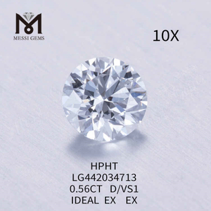 ラボで作成されたダイヤモンドの 0.56CT D/VS1 ラウンド カットのコスト IDEAL EX EX