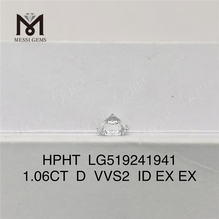 1.06ct VVS 合成ダイヤモンド ロンド カット HPHT D カラー ラボ ダイヤモンド在庫あり