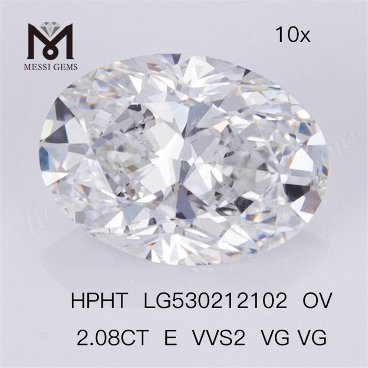 2.08ct ラボ グロウン ダイヤモンド オーバル E カラー HPHT 合成ダイヤモンド