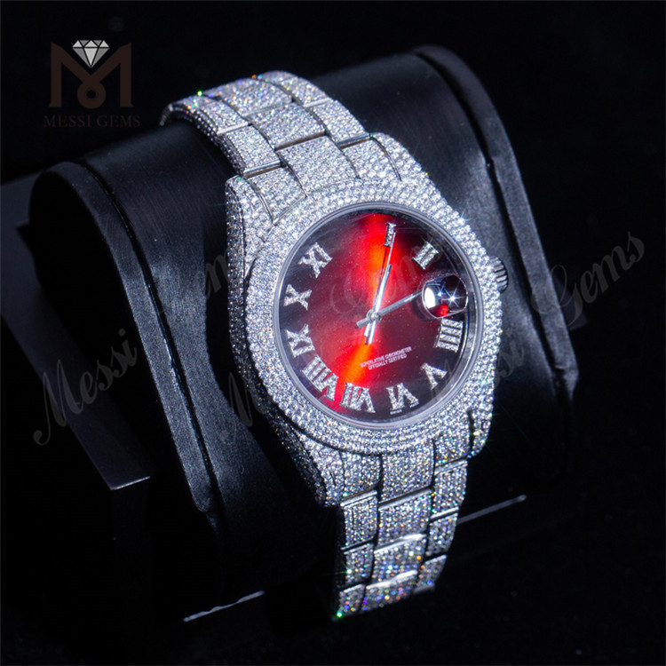カスタマイズされた腕時計カスタムデザインの高級メンズ腕時計DEF Vvsモアッサナイト腕時計