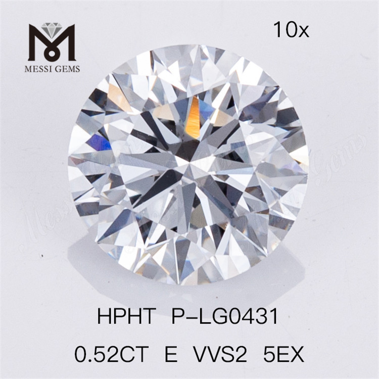 0.52CT E VVS2 5EX 人工ダイヤモンド ラウンド HPHT ラボグロウン ダイヤモンド
