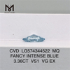 3.36CT VS1 VG EX 3ct MQ FANCY INTENSE ブルー ラボ グロウン ブルー ダイヤモンド 価格 CVD LG574344522