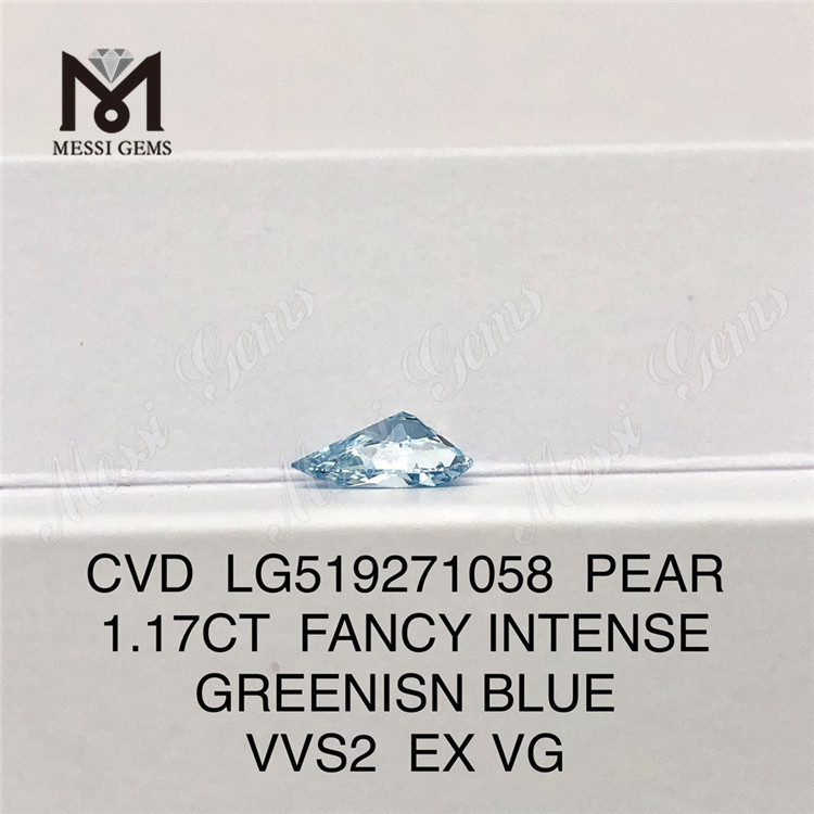 1.17 CT ファンシー インテンス グリニソン ブルー VVS2 EX VG ペア 合成ダイヤモンド CVD LG519271058