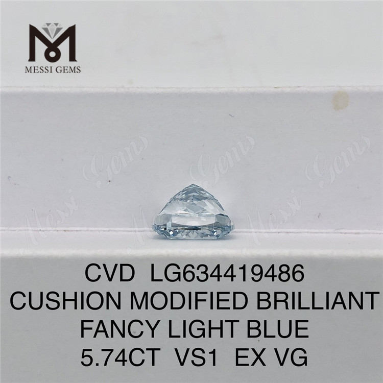 5.74 CT クッション修正ブリリアント ファンシー ライト ブルー シミュレート ダイヤモンド VS1 EX VG CVD LG634419486