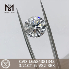 3.21CT G VS2 3EX CVD ラボ グロウン ダイヤモンド LG584381343 倫理的で環境に優しい代替品丨Messigems 