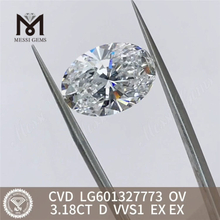 3.18CT D VVS1 オーバル CCVD ラボ ダイヤモンド LG601327773丨Messigems