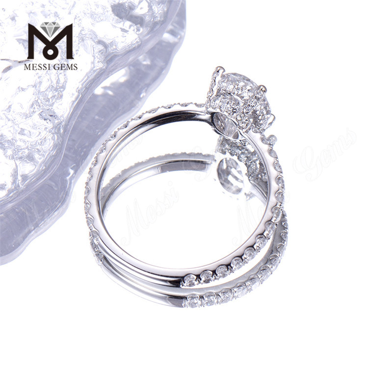 18K ホワイト ゴールド IGI 合成ダイヤモンド オーバル 結婚指輪 ファッション
