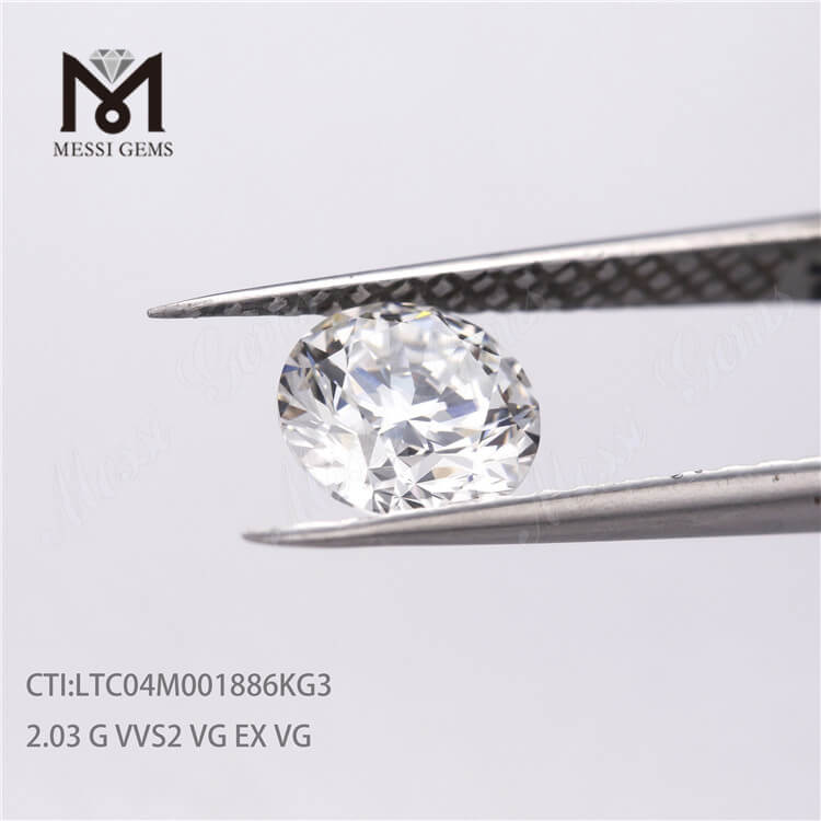 ルース価格合成 2.03ct ラボ グロウン Cvd ダイヤモンド価格ラウンド HPHT G VVS2 VG ダイヤモンド
