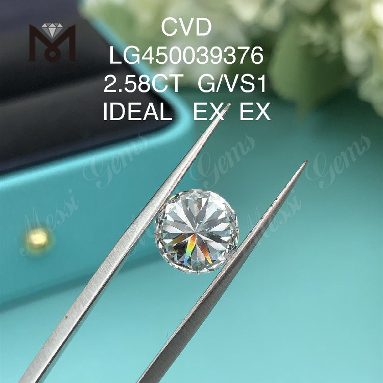 2.58 カラット G VS1 IDEL カット ラウンド CVD ラボ ダイヤモンド