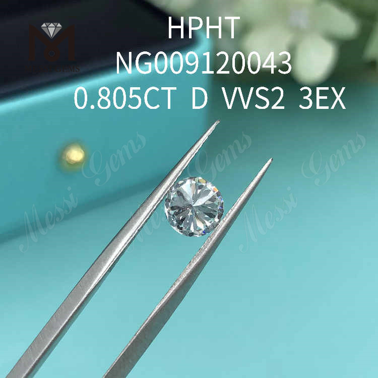 0.805CT ラウンド ラボ クリエイト ダイヤモンド D VVS2 3EX ルース合成ダイヤモンド