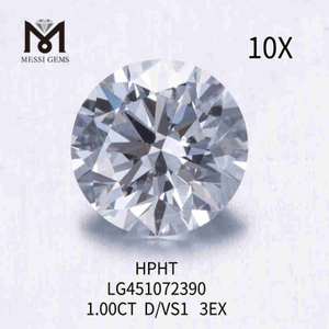 1.00CT D VS ラボ作成ダイヤモンド 3EX HPHT ルース合成ダイヤモンド