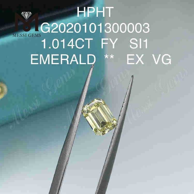 1.014ct FVY エメラルド カット ルース 合成ダイヤモンド SI1