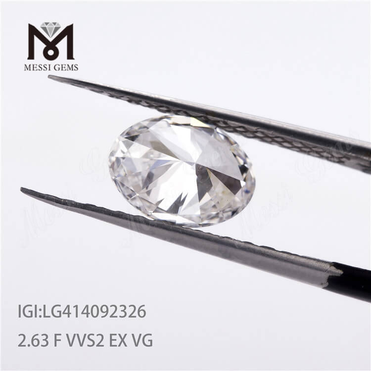 2.63ct VVS2 F EX 合成ダイヤモンド オーバル cvd ダイヤモンド 販売用