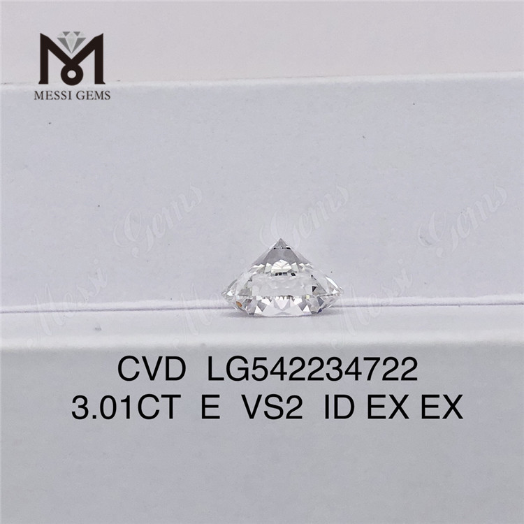 3.01CT E ホワイト ルース ラボ ダイヤモンド卸売ラウンドシェイプ マングロウン ダイヤモンド