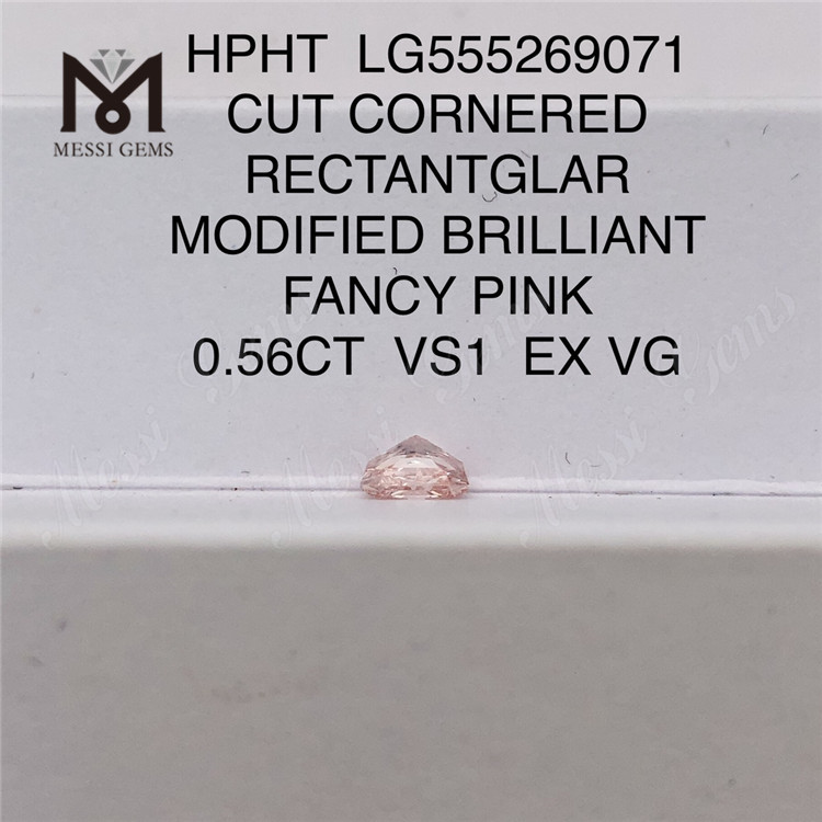 0.56CT HPHT ダイヤモンド RECTANTGLAR FANCY PINK VS1 EX VG 合成ダイヤモンド LG555269071