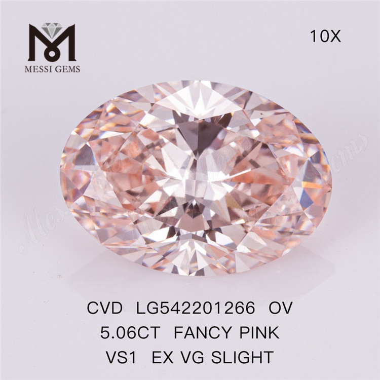 5.06ct vs1 EX VG ライトファンシーピンクカラー 高品質 合成ダイヤモンド 