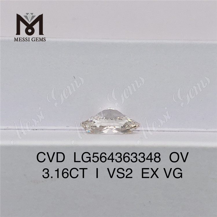 3.16CT OVカット Iカラー VS2 EX VGラボダイヤモンド CVD LG564363348