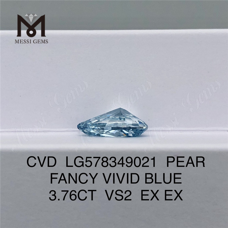 3.76CT VS2 EX EX 合成 合成ダイヤモンドs ペア ファンシー ビビッド ブルー CVD LG578349021